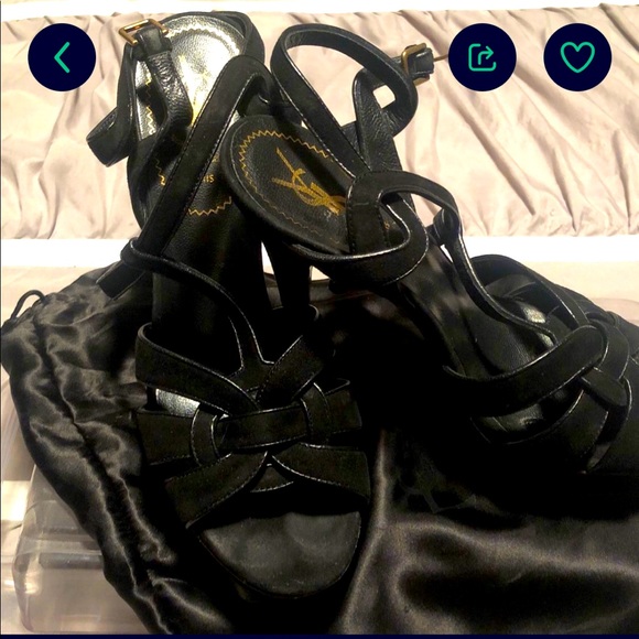 Yves Saint Laurent Shoes - YSL Tribute platform sandal. Suede, sky high heel.